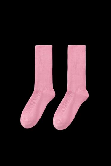 Zara BASIC MICRO RIB SOCKS - Fuchsia