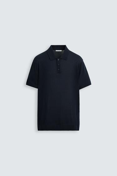 KNIT COTTON - SILK POLO SHIRT - Navy blue by Zara