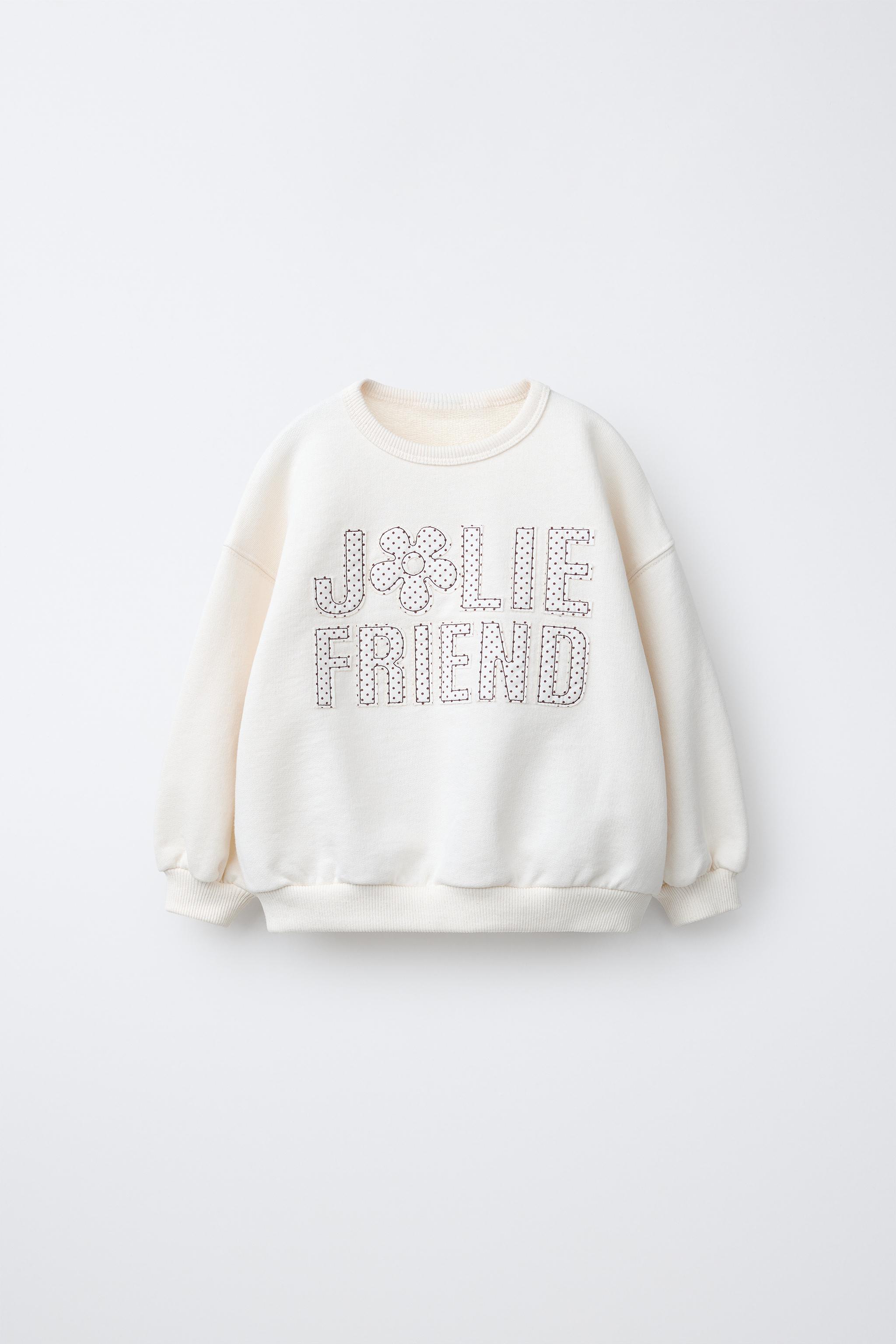 TEXT AND POLKA DOT PRINT SWEATSHIRT