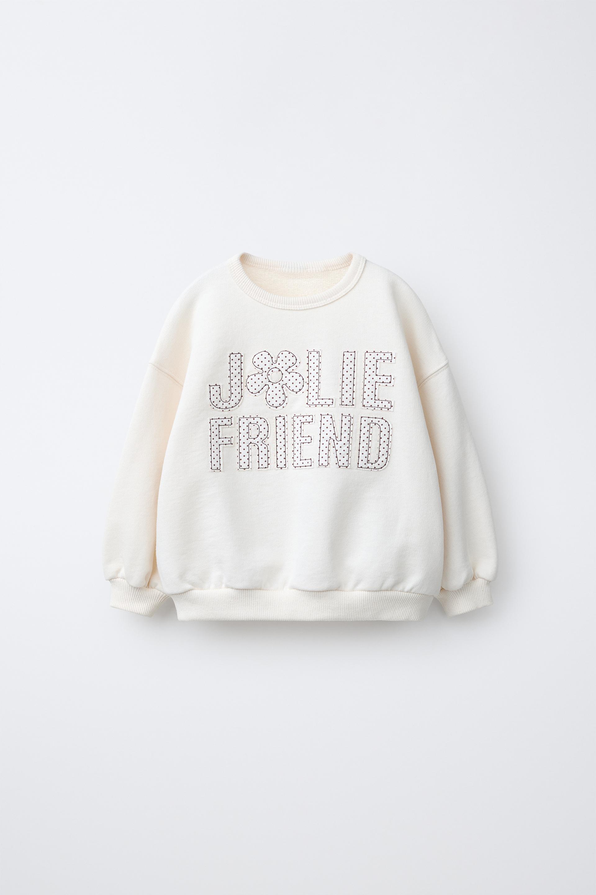 Slogan And Polka Dot Print Sweatshirt
