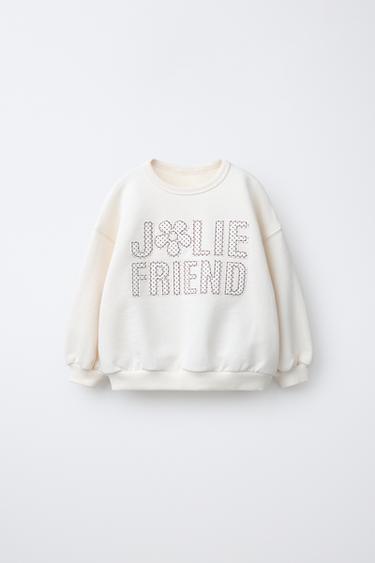 SUDADERA TEXTO ESTAMPADO TOPOS - Crudo de Zara