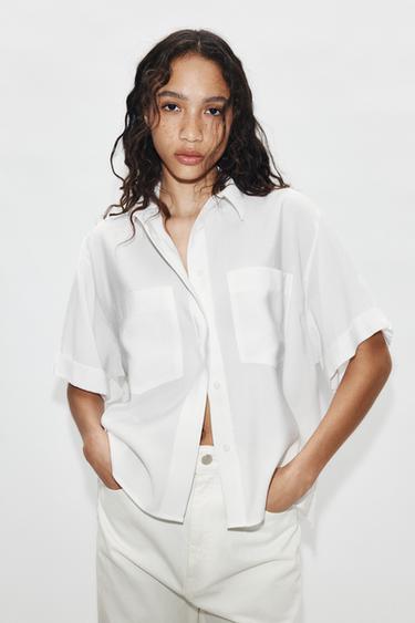 CAMISA BOLSILLOS MANGA CORTA - Blanco de Zara