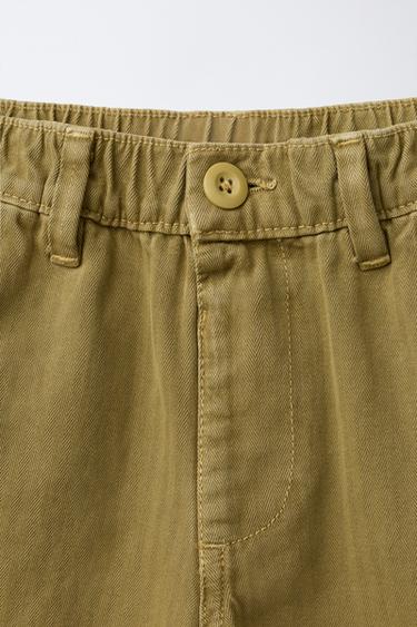 HERRINGBONE BAGGY TROUSERS - Khaki by Zara - Image 2