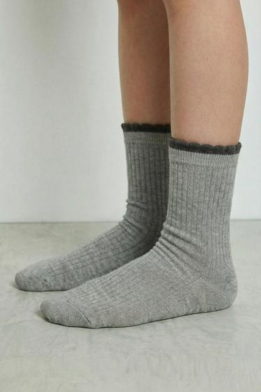 PACK OF TWO DOUBLE-EFFECT LONG SOCKS - Multicoloured by Zara