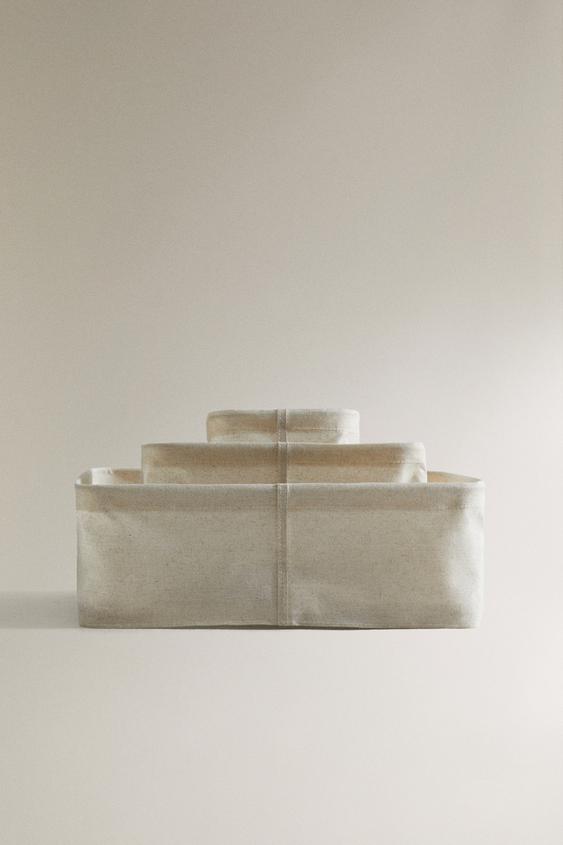 LINEN ORGANISER BASKET - Light beige by Zara - Image 0