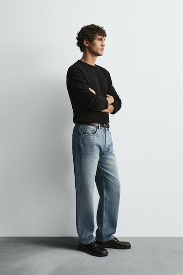 JEANS STRAIGHT ANKLE FIT - أزرق وسط الخاص بـ Zara
