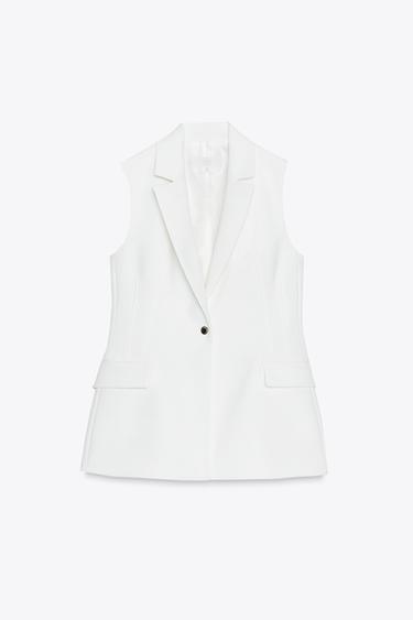 GILET LONG UN BOUTON - Écru de Zara - Image 3