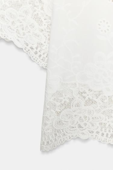 SHIRT WITH CUTWORK EMBROIDERY - White by Zara - Image 3