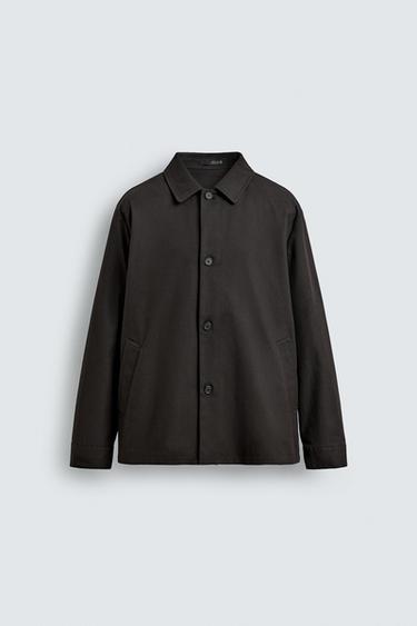 RELAXED FIT TWILL OVERSHIRT - Dark brown by Zara