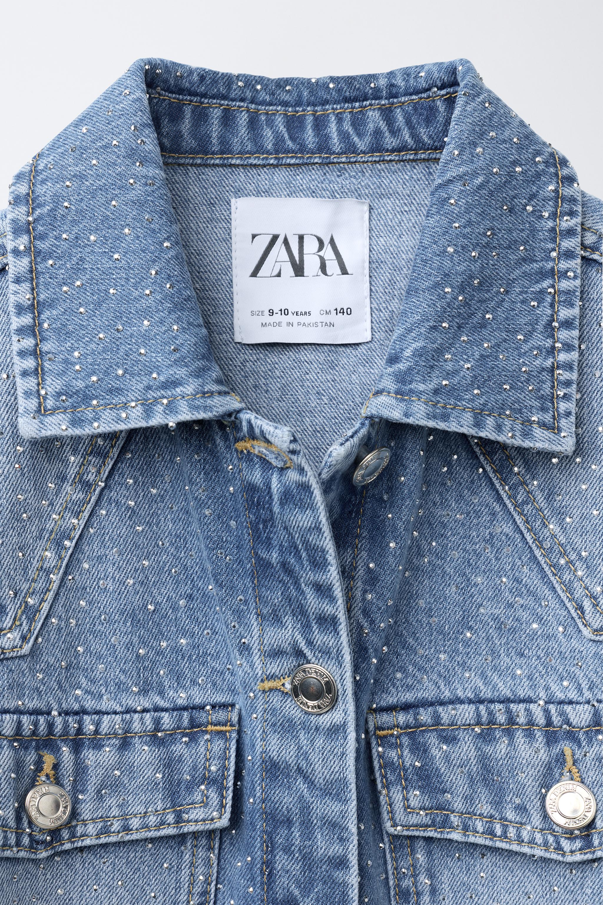 CAZADORA DENIM BRILLOS Azul ZARA Chile