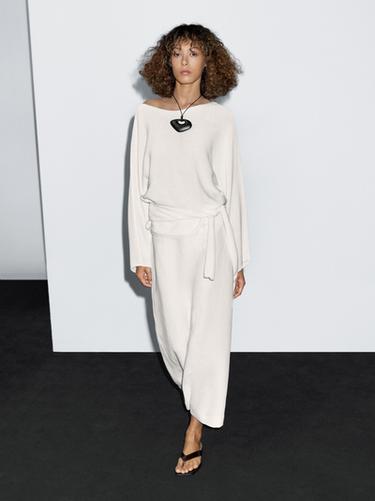 Zara Knit sweater with bow detail - White - Image 0