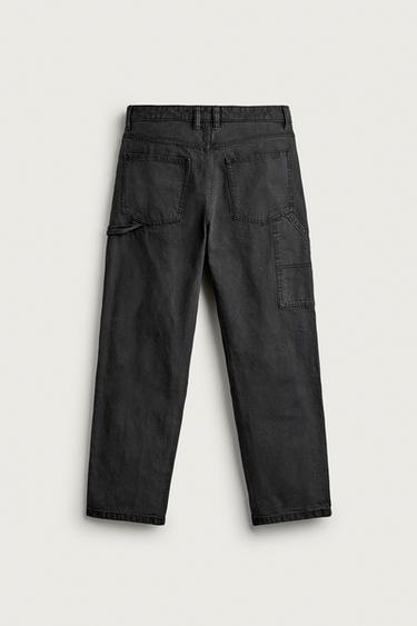 STRAIGHT-FIT CARPENTER POCKET PANTS — Black 2
