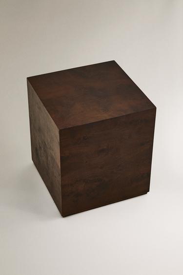 ROOT WOOD CUBE TABLE - Brown by Zara