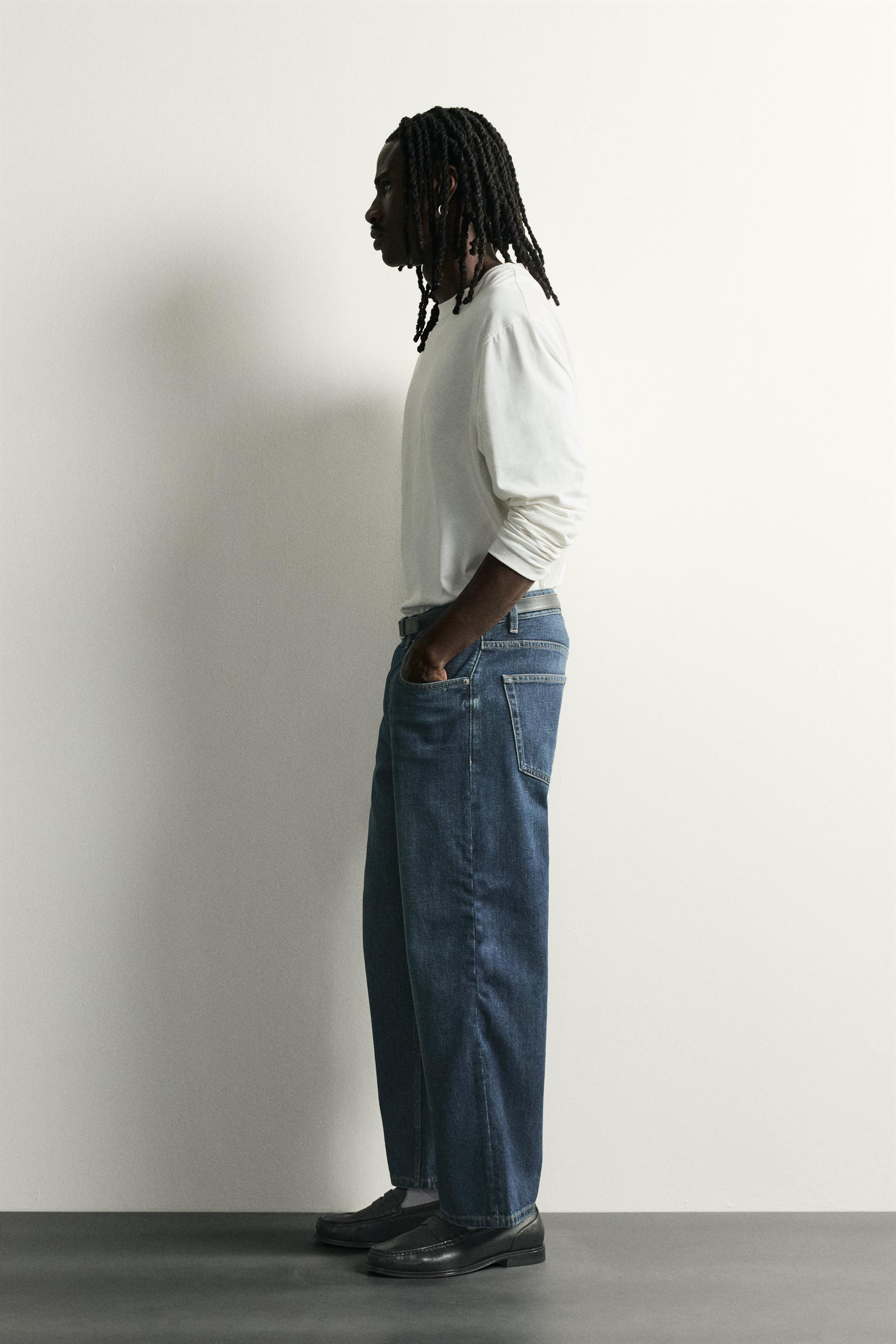 Мужские джинсы Zara LOOSE FIT CROPPED JEANS — фото 4