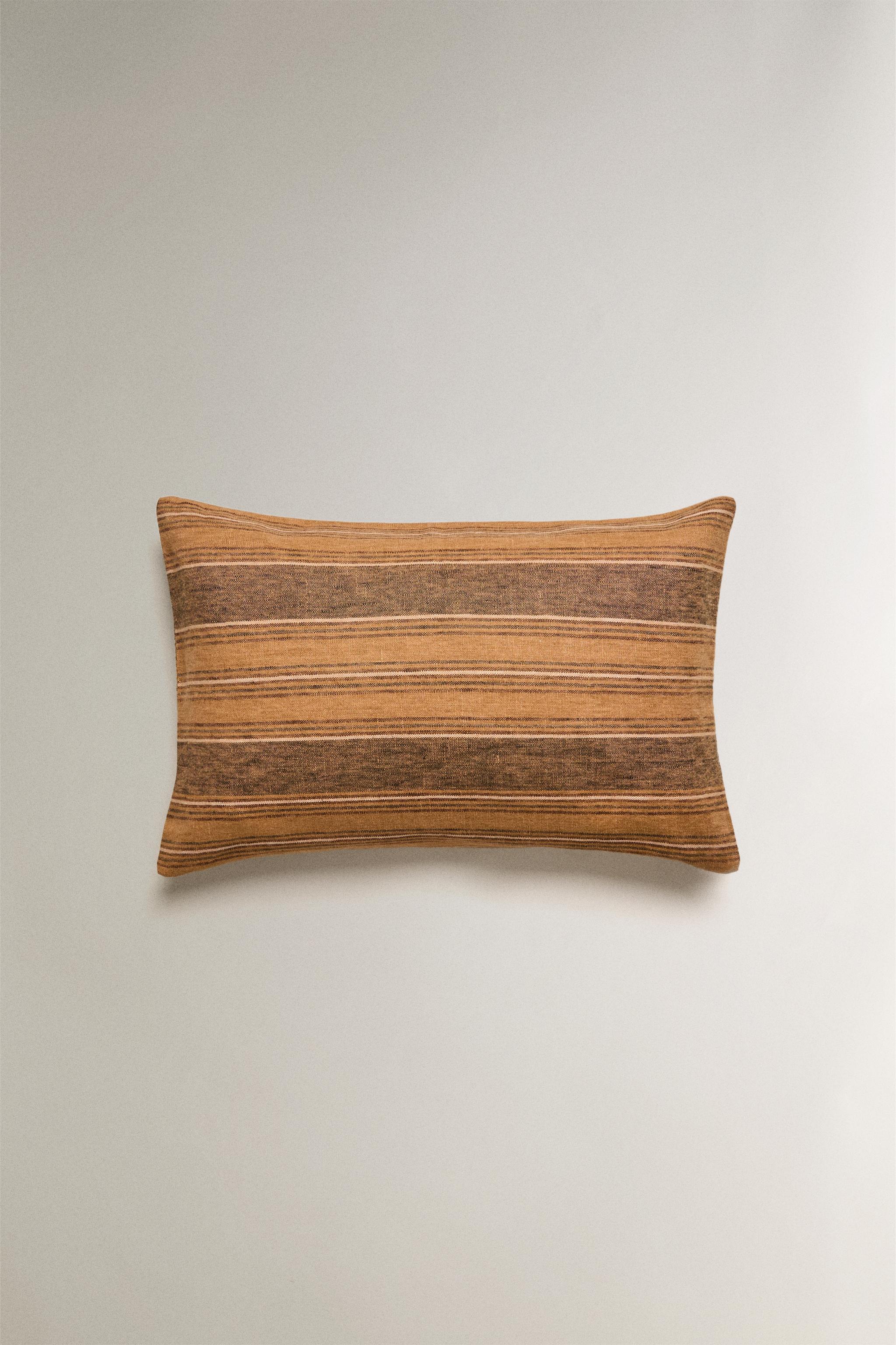 HOUSSE DE COUSSIN LIN RAYURES