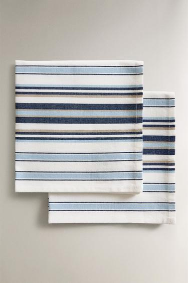 NAPKIN WITH IRREGULAR STRIPES (PACK OF 2) - Blue by Zara - Image 0