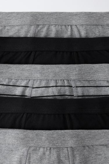 AGES 2-6 / 5-PACK SOLID AND STRIPED BOXER BRIEFS — charcoal gray 2