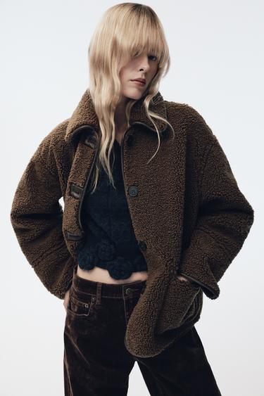 Zara REVERSIBLE DOUBLE-FACED JACKET - Brown