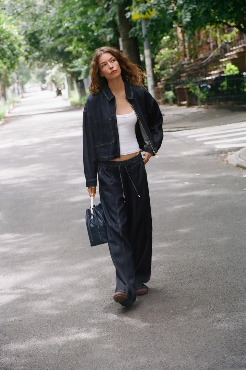 Z1975 クロップド ジップアップジャケット - ブルー | ZARA Japan / 日本