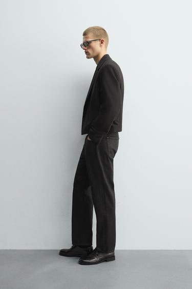 BLAZER COURTE COUPE COSTUME À RAYURES TENNIS - Gris foncé de Zara - Image 3