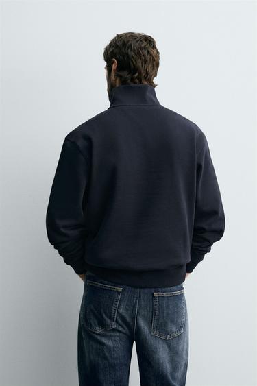 SWEAT COL ZIPPÉ BASIQUE - Bleu marine de Zara - Image 2