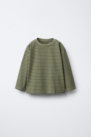 CAMISETA RAYAS LOGO - Verde de Zara