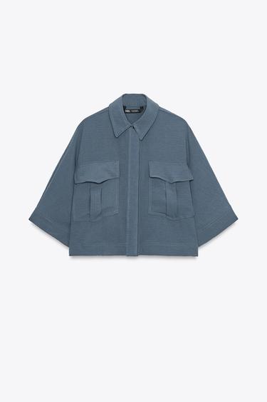 Zara FLOWY POCKET SHIRT - Indigo