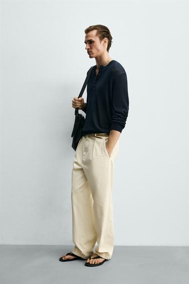 TEXTURED HENLEY JUMPER - Dark navy by Zara - Image 3