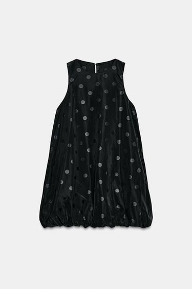 POLKA DOT PRINT BALLOON DRESS - Black by Zara