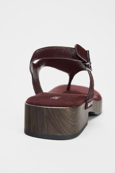 LEATHER STUDDED SANDALS - Burgundy Red by Zara - Image 5