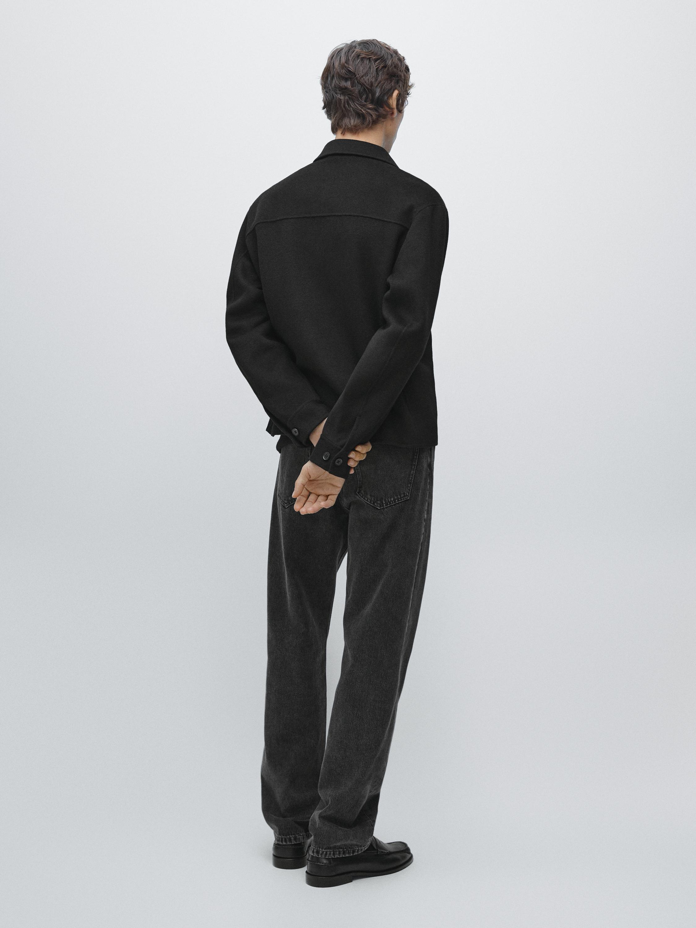 Short wool blend overshirt