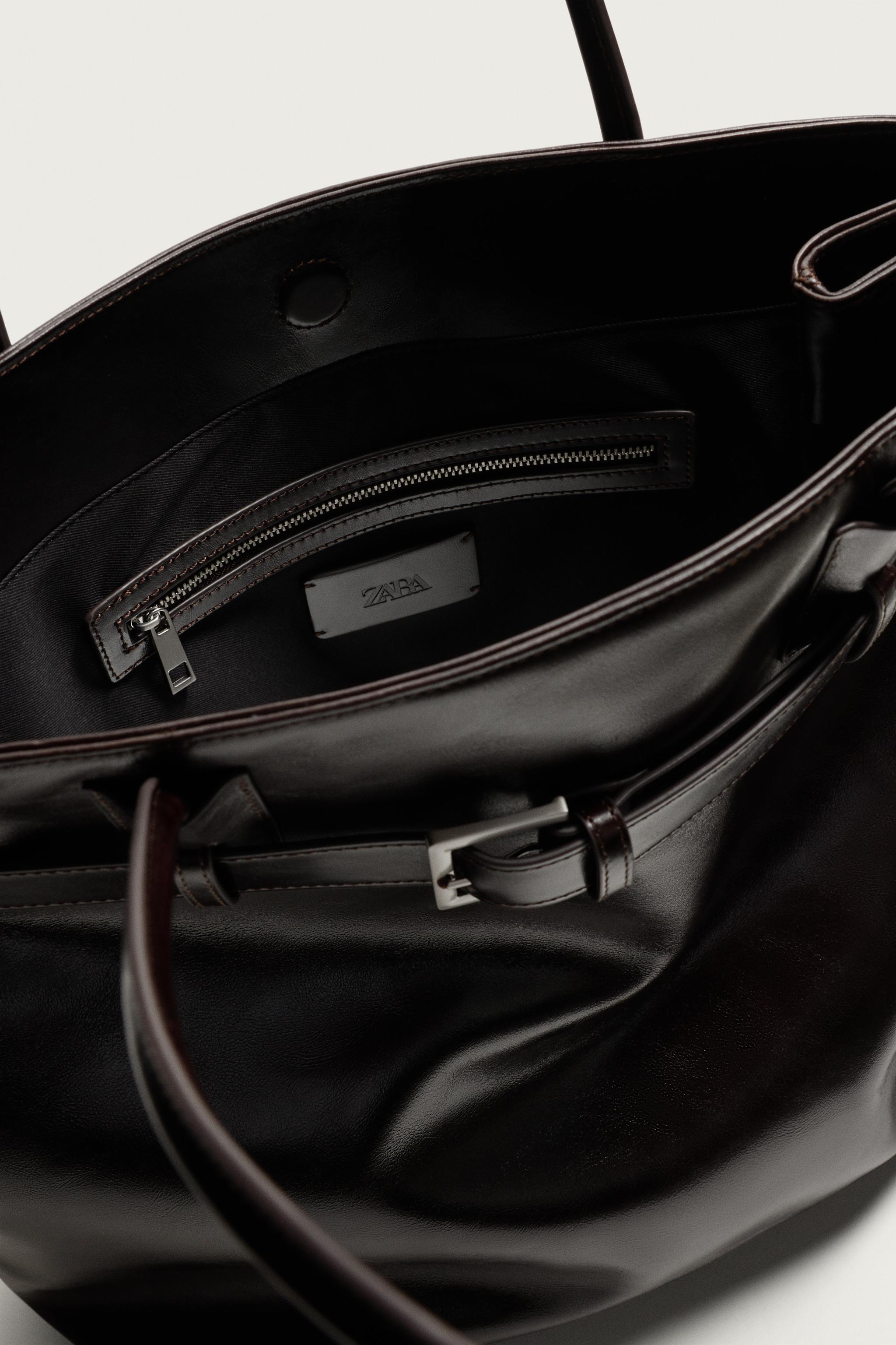 LEATHER SHOPPER WITH BELT DETAIL