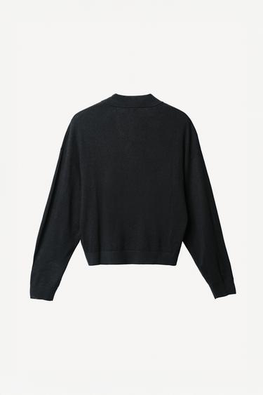 WOOL BLEND KNIT POLO SHIRT WILLY CHAVARRIA X ZARA - Black by Zara - Image 3