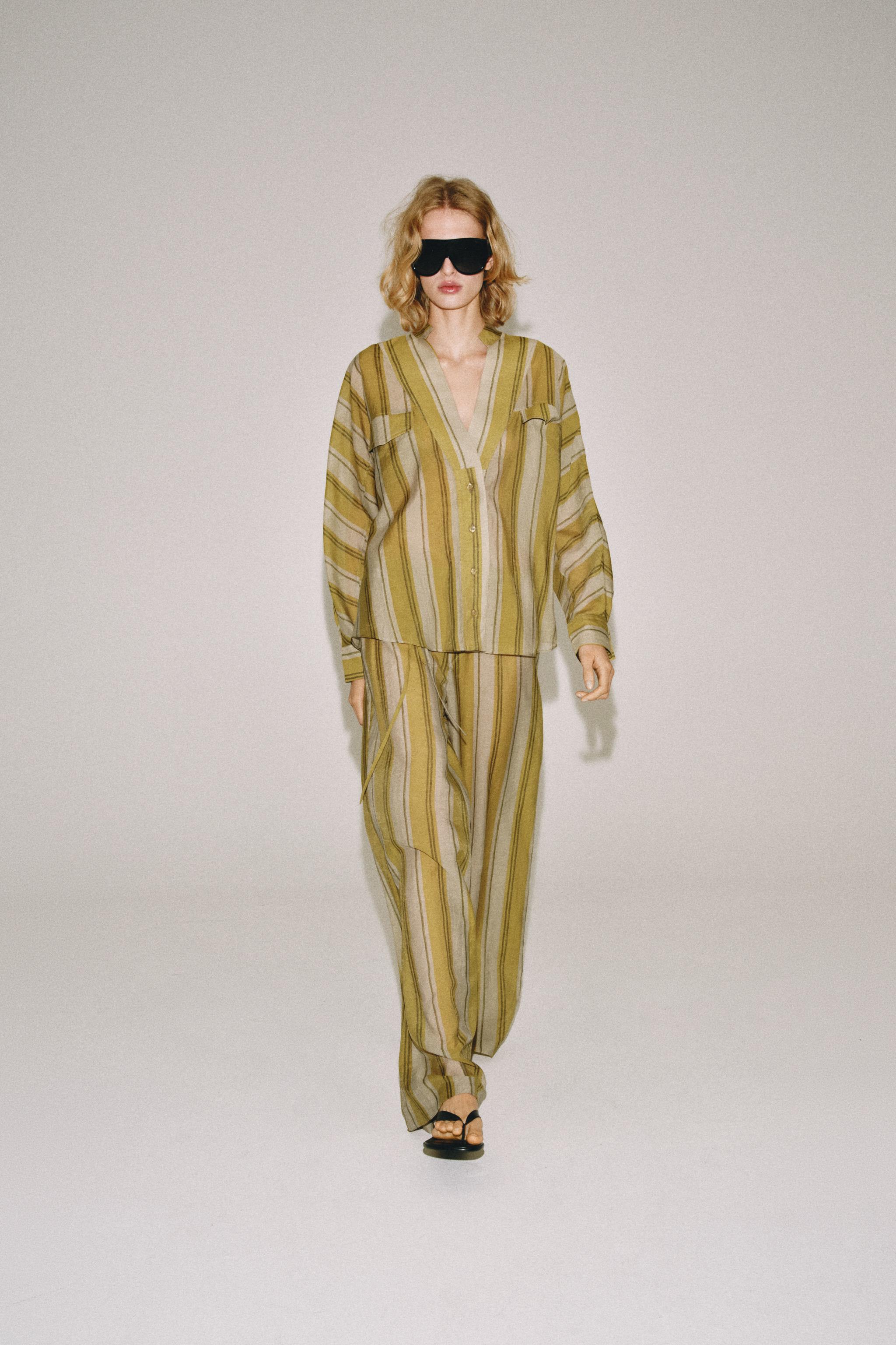 ZW COLLECTION STRIPED SHIRT — Green stripe