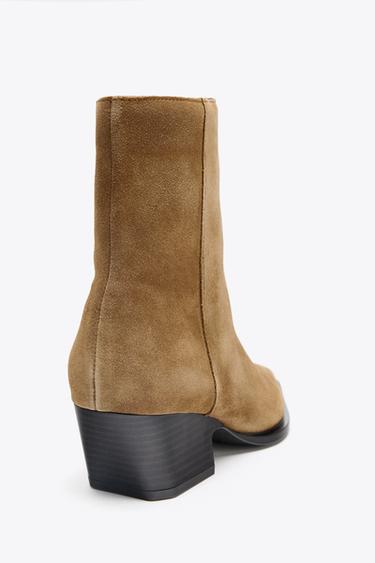 SPLIT SUEDE HEELED ANKLE BOOTS - SAND/BROWN by Zara - Image 3