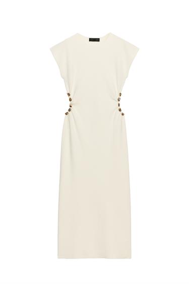 KNIT CUT-OUT DRESS WITH BEADS - Ecru by Zara