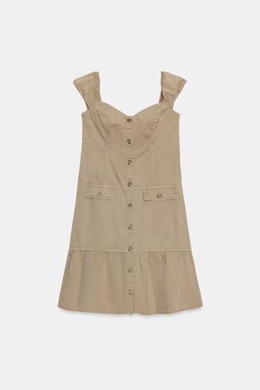 MIDI DRESS WITH BUTTONS - Olive green by Zara - Image 6