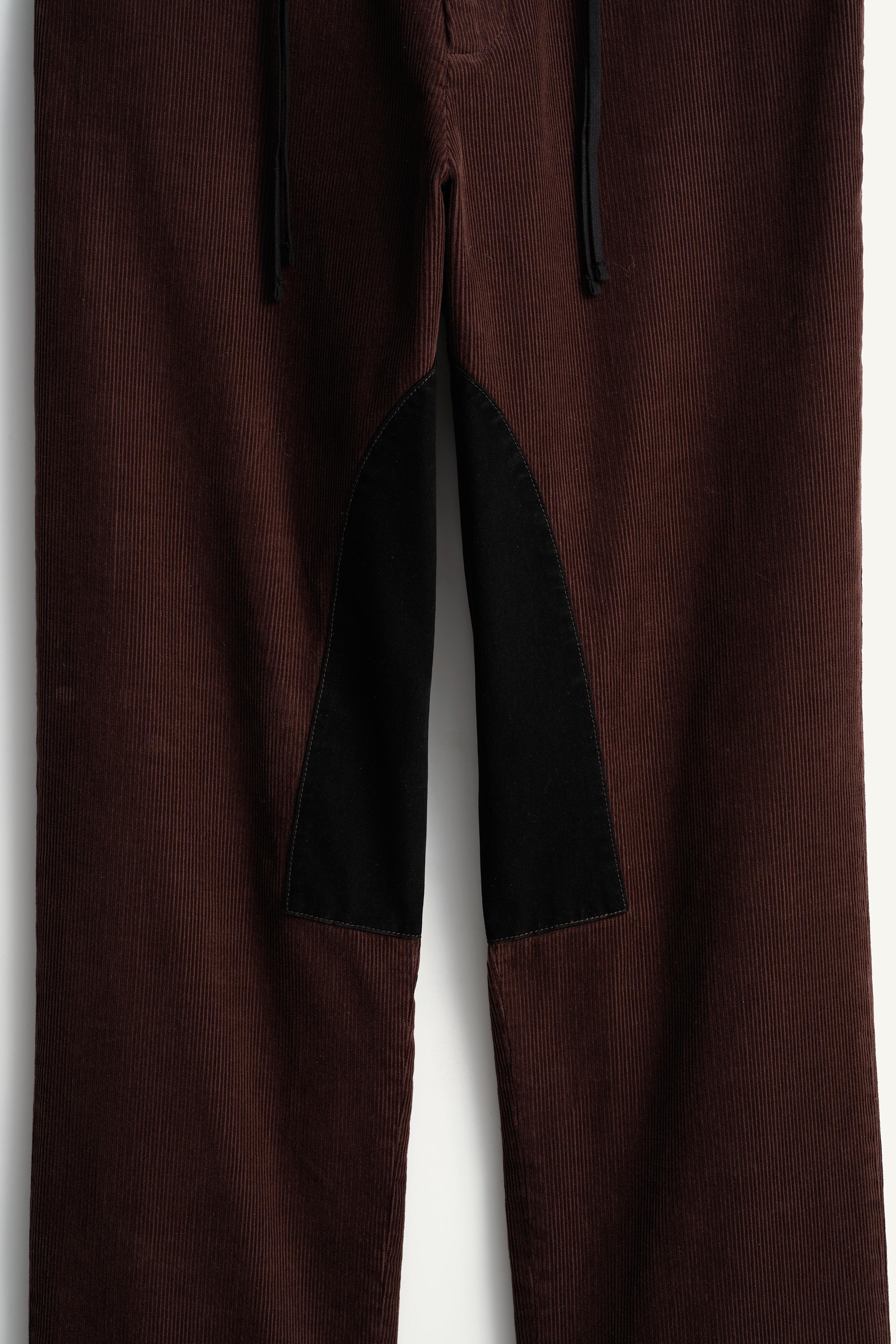 CONTRAST CORDUROY RELAXED FIT PANTS