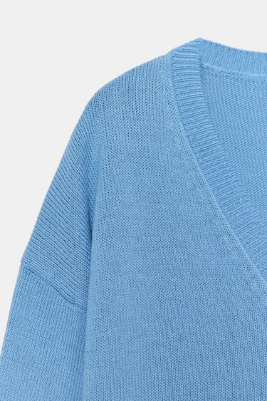 V-NECK KNIT JUMPER - Blue by Zara - Image 6