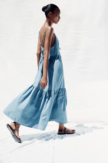 ROBE MIDI LACETS - Bleu clair de Zara - Image 3