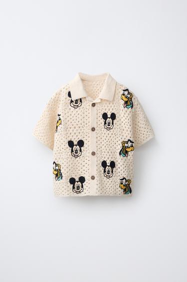 MICKEY MOUSE & PLUTO © DISNEY CROCHET KNIT SHIRT - Ecru by Zara - Image 0