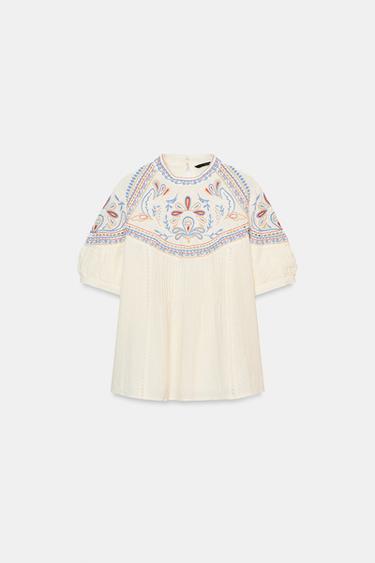 ZW COLLECTION EMBROIDERED SHIRT - Ecru by Zara - Image 0