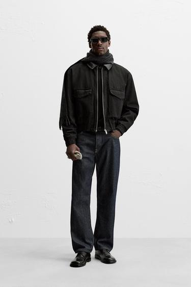 JAQUETA DENIM COM GOLA COMBINADA - Preto da Zara - Imagem 0