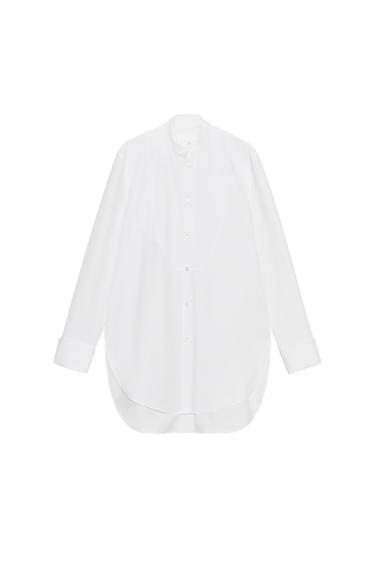ZW COLLECTION POPLIN SHIRT WITH BIB DETAIL - White by Zara
