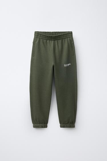 PANTALÓN FELPA JOGGER TEXTO - Verde de Zara