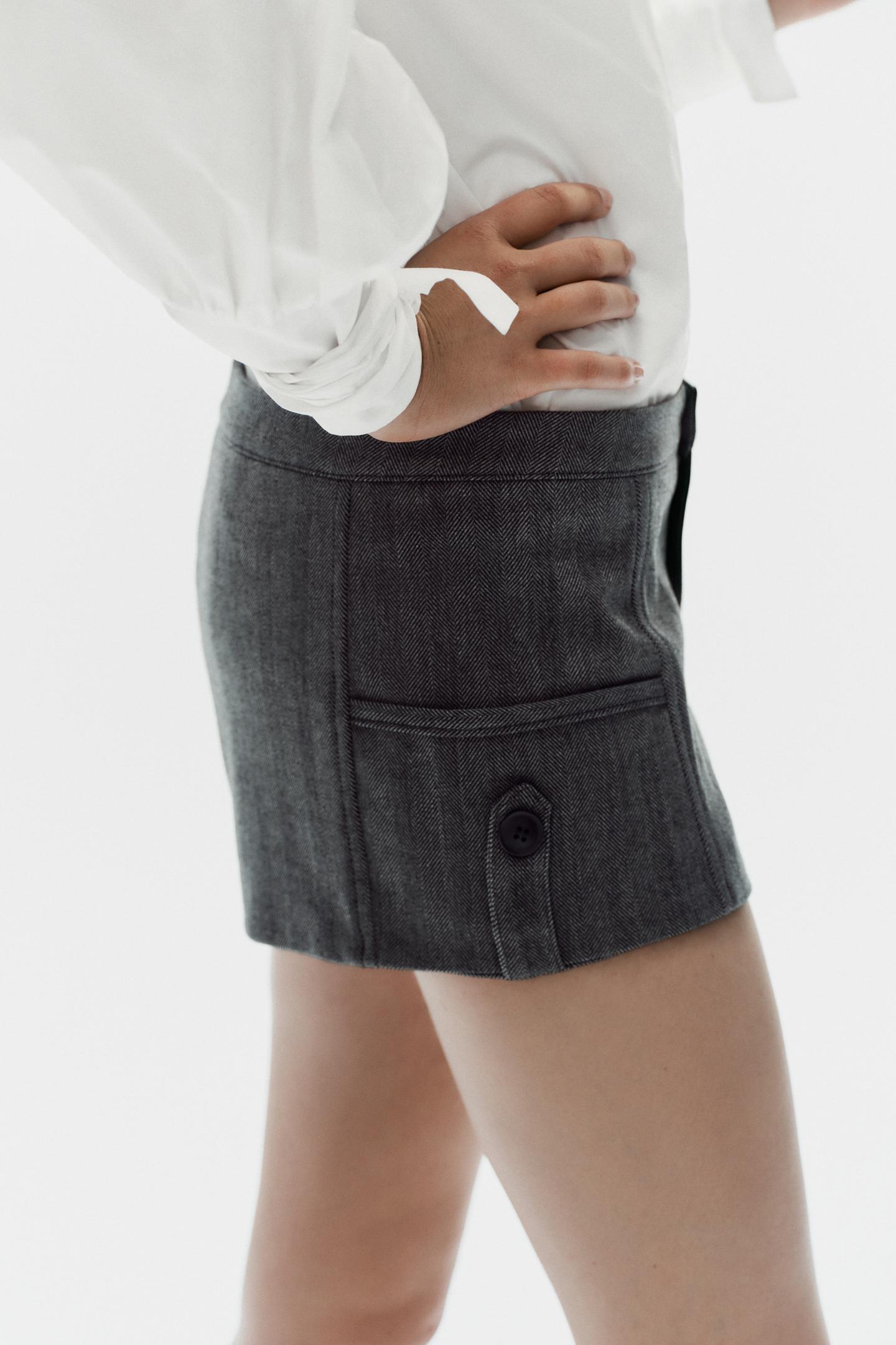 Женские шорты Zara Mini Pocket, цвет: Чёрный / Экрю — фото 3
