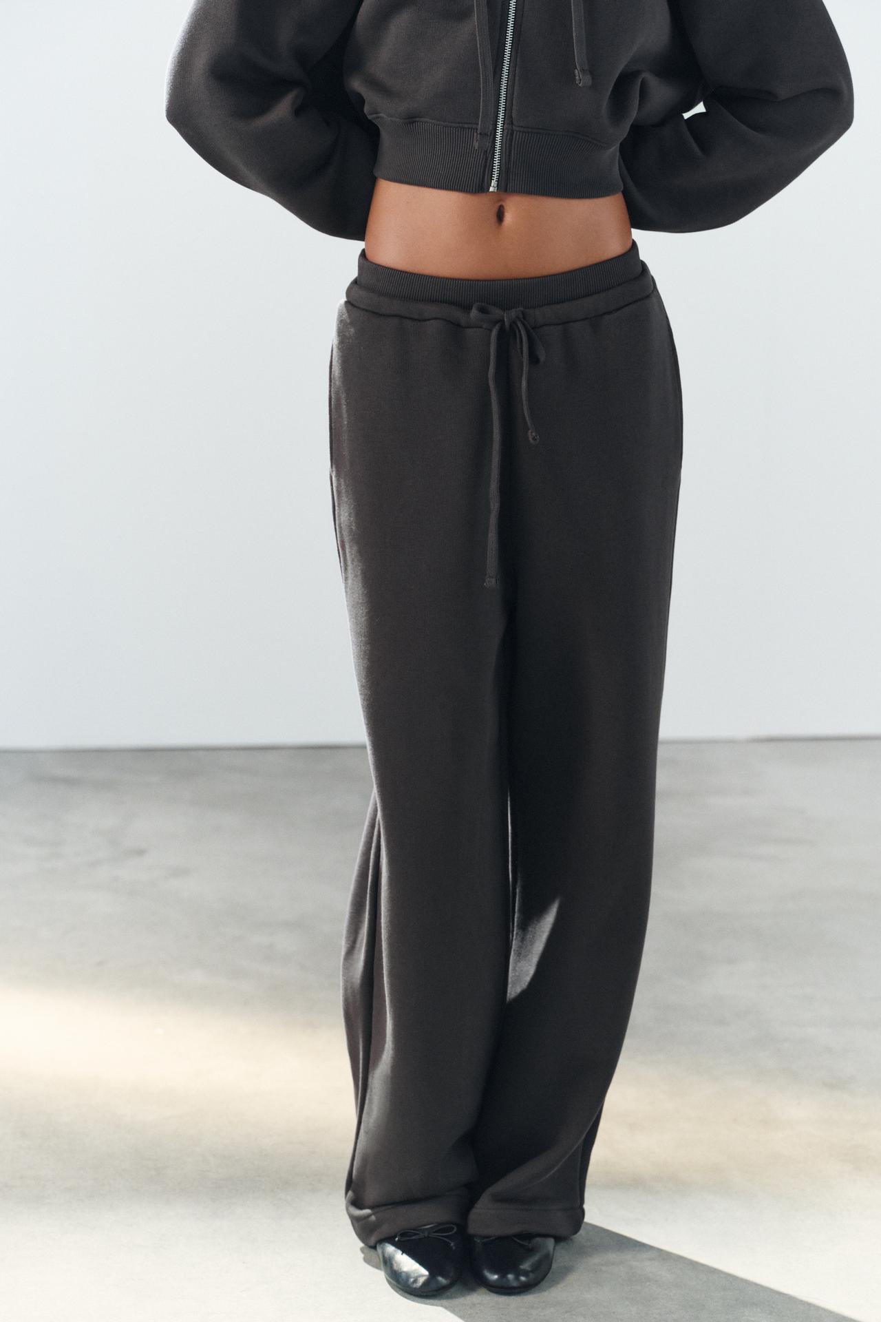 FLEECE DRAWSTRING PANTS — Anthracite grey