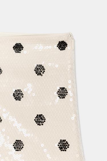 SHORT MINI PAILLETTES ET POIS - Blanc / Noir de Zara - Image 5