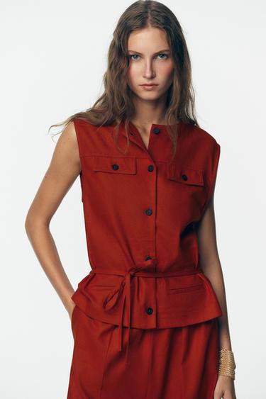 COMBINAISON GILET AVEC LIN - Tuile de Zara - Image 1