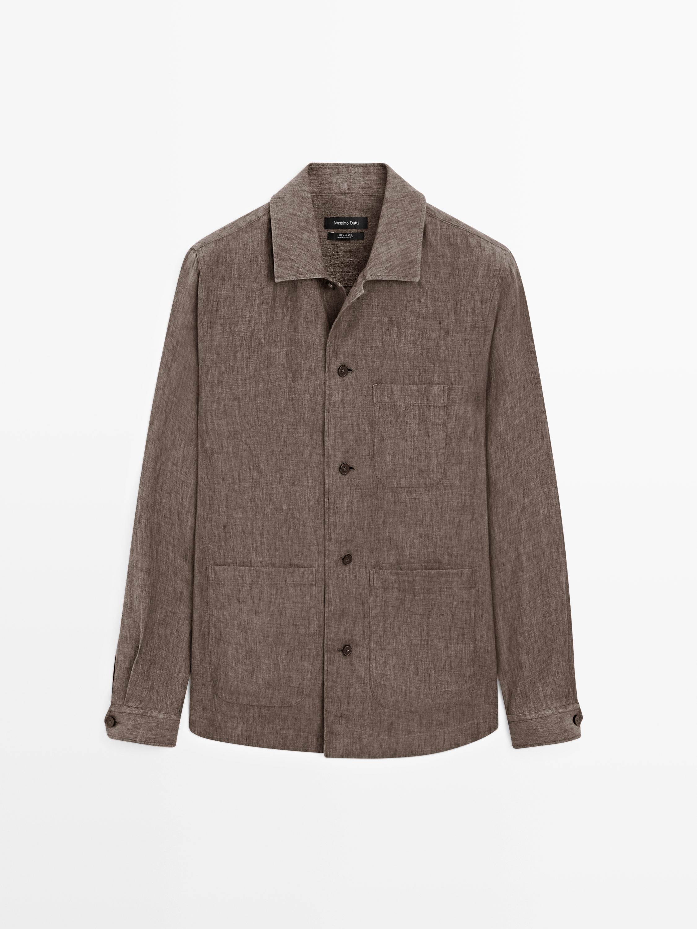 Faded linen overshirt with pocket details